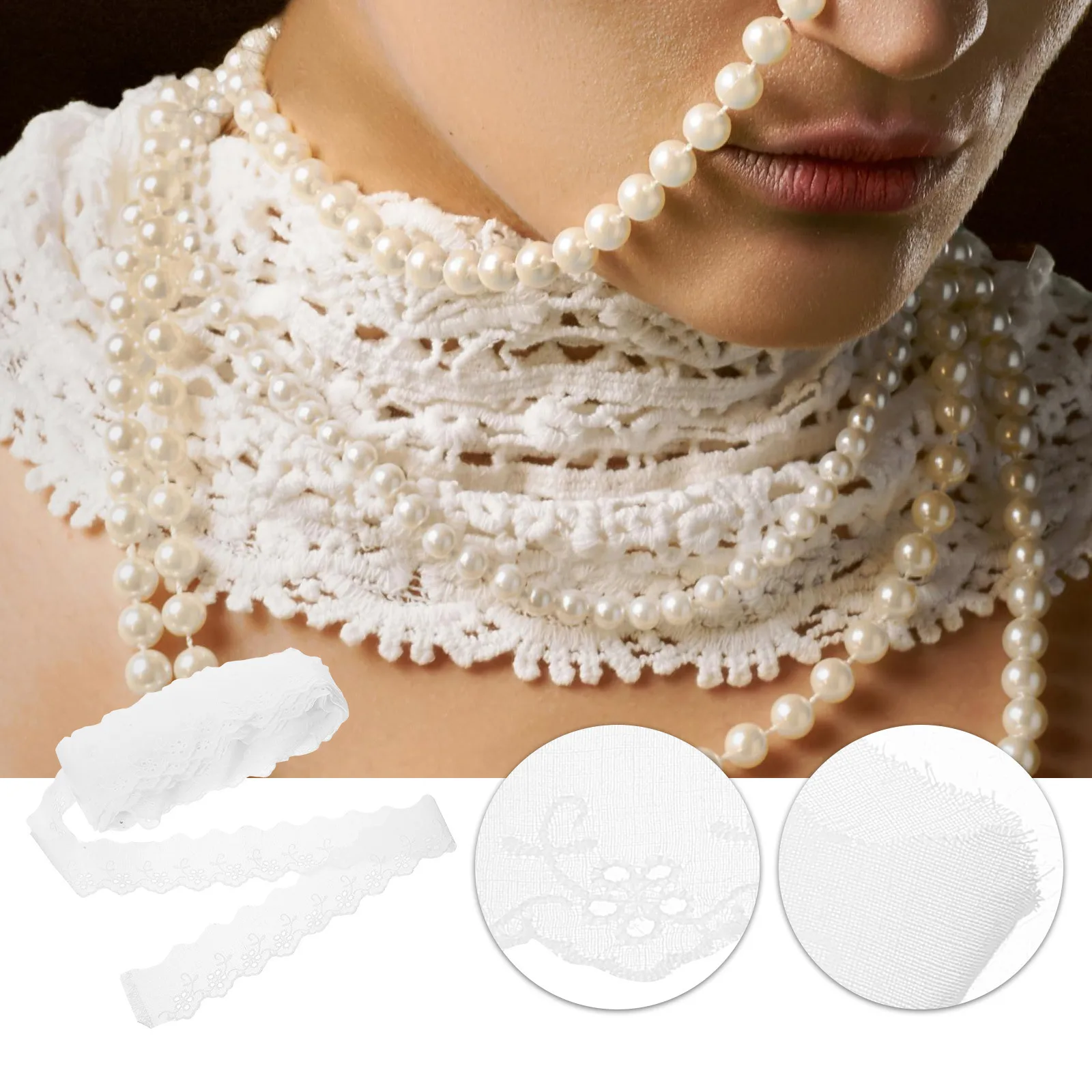 

Cotton Lace Ribbon DIY Craft Wedding Dress Trim Elegant Vintage Patterns for Bridal Veils Garters Table Runners