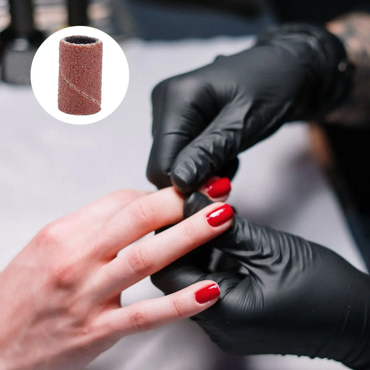100 ชิ้นหัวบดทรงกระบอก 1 2 นิ้วเส้นผ่านศูนย์กลาง Sanding Bands สําหรับเจาะเล็บเครื่องมือไฟฟ้าขัดพลาสติก
