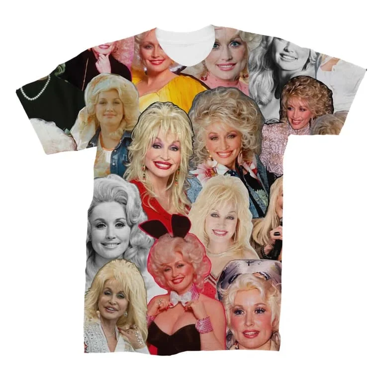 Neues Dolly Parton T-Shirt Unisex Doppelseitiges Porträt Kurzarm-Oberteil Country-Musik-Fan Lässige Streetwear T-Shirts Familien-Partnerlook – Detail 3
