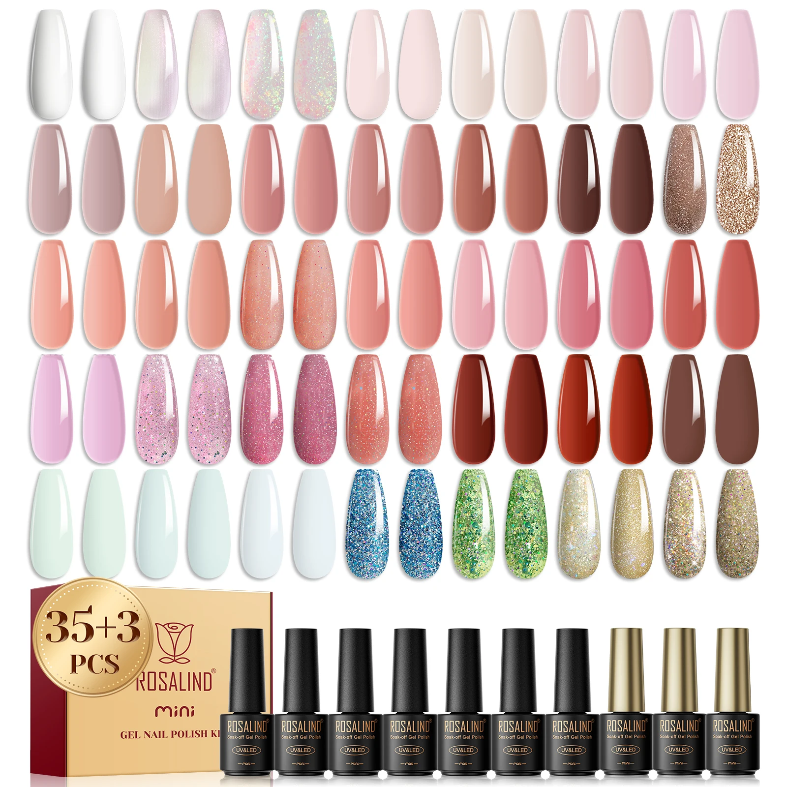 Colla per unghie ROSALIND 38 pz/set smalto gel duraturo smalto per unghie topcoat agente lucidante set lampada UV set per unghie fai da te