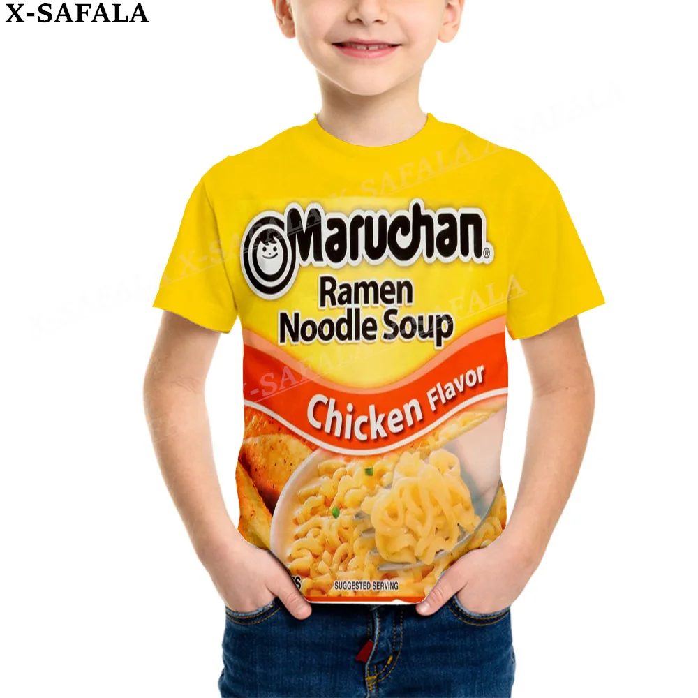 Novelty Funny Maruchan Ramen Noodles Customized 3D Printed Children Milk Fiber T-shirt Round Neck Boys Girls Kids  Casual Tops-2