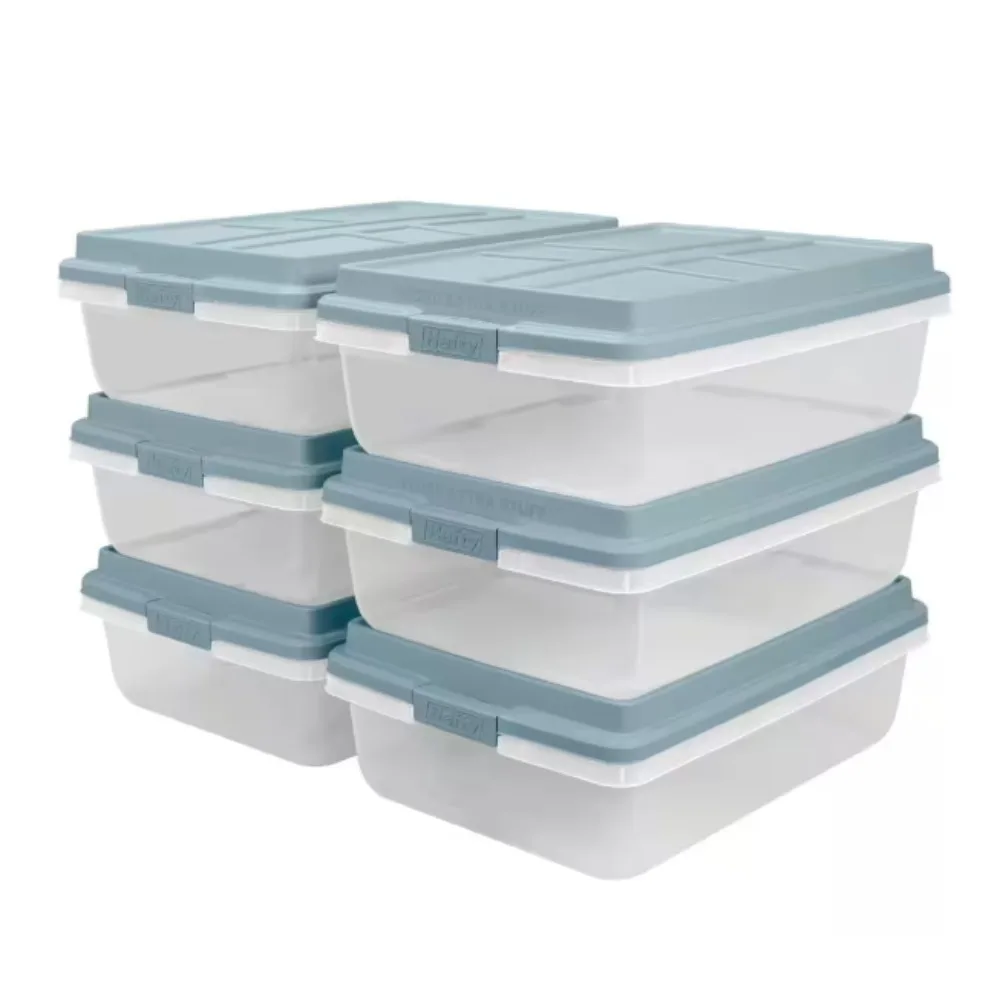 

40 qt. Clear Hi Rise Storage Bin，6 Units，for secure stacking and above the rim storage to efficiently save space in your home