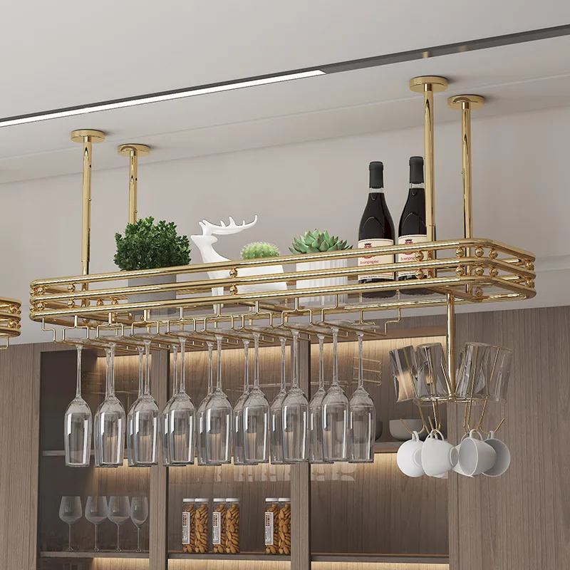 

Stainless steel bar table hanger hanging household rack light luxury red wine glass hanging upside down restaurant goblet rack