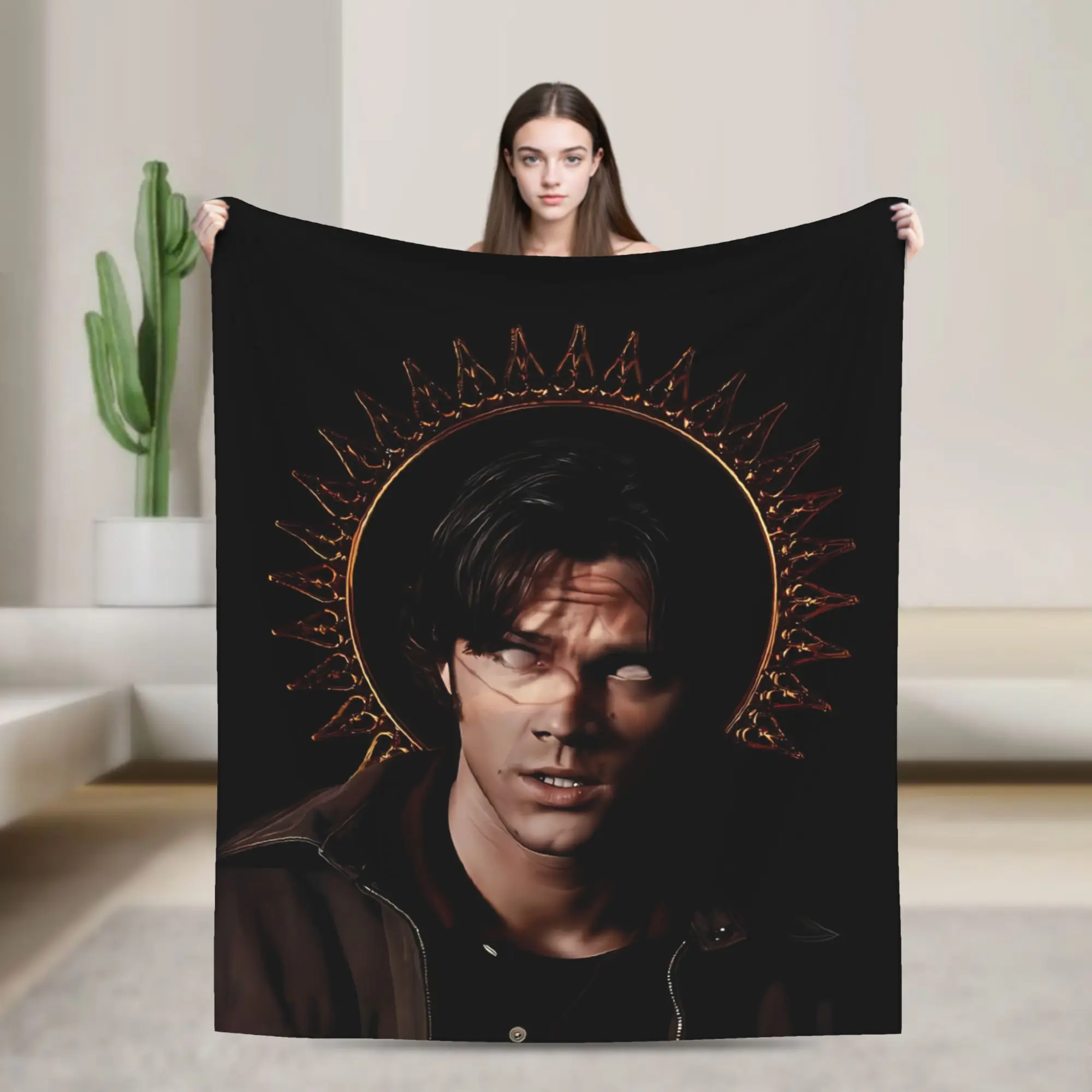 Soft Warm Blanket Students Travel Sam Winchester Supernatural Throw Blanket  Flannel Bedspread For Home Decor Novelty Sofa Cover