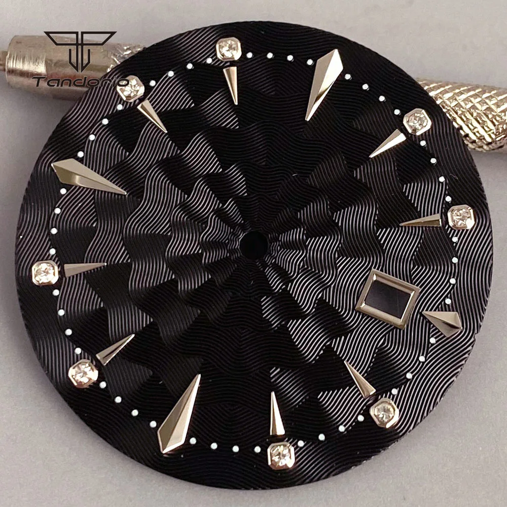 35mm Watch Dial Multicolor Texture Face Date Window Fit NH35 Automatic Watches Sword Hands Set Wristwatch Accessories Mod Parts