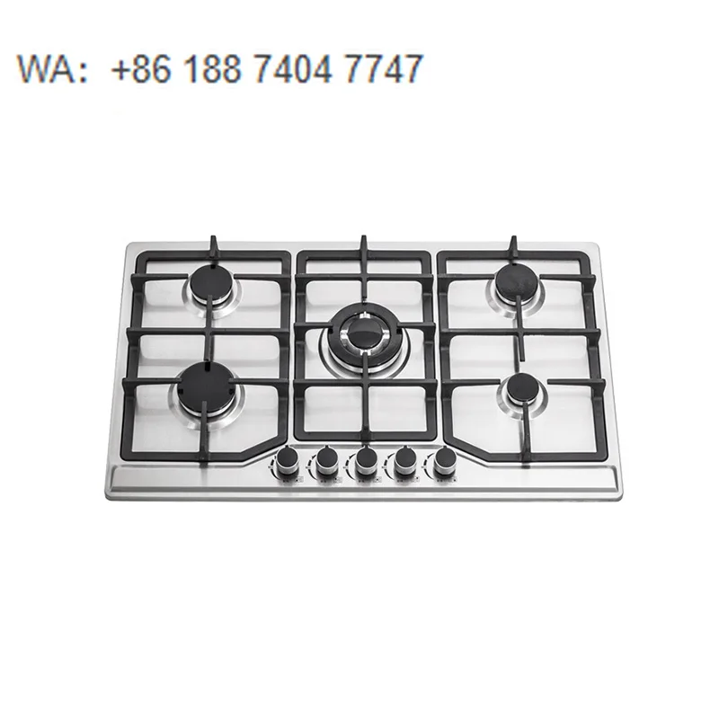 

Built-in 5 Burners Gas Cooktop, Stainless Steel Kitchen Hob with Flame Failure Device, NG/LPG Convertible