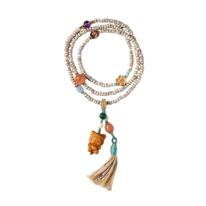 خمر العرقية نمط هاينان ستار القمر لوتس اليد معصمه متعددة الحلقات سترة سلسلة Understated مجوهرات الأزياء غير رسمية #5