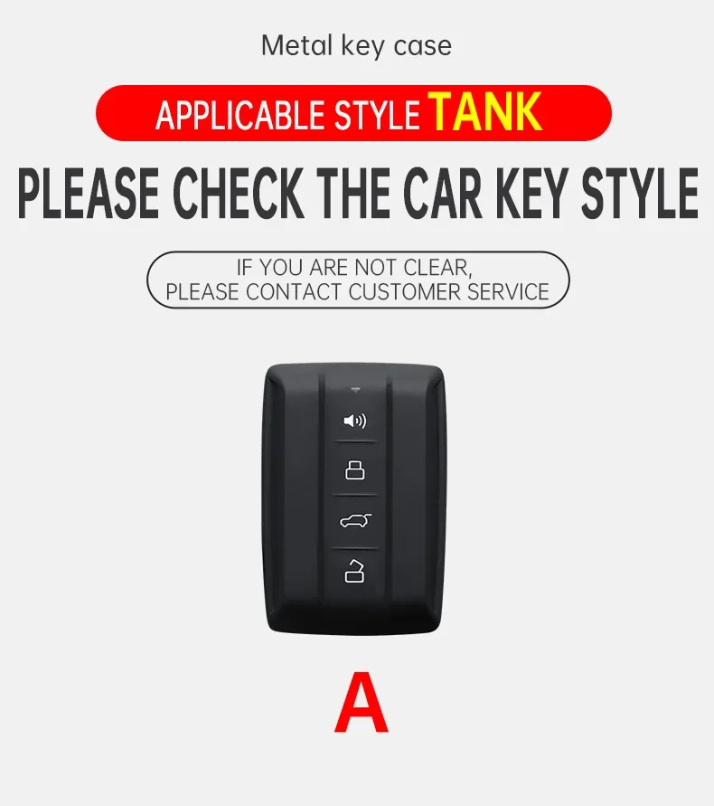 Zinc Alloy Car Key Case Full Cover Shell Holder Protection For Great Wall GWM WEY TANK 300 500 Tank300 Tank500 Auto Accessories