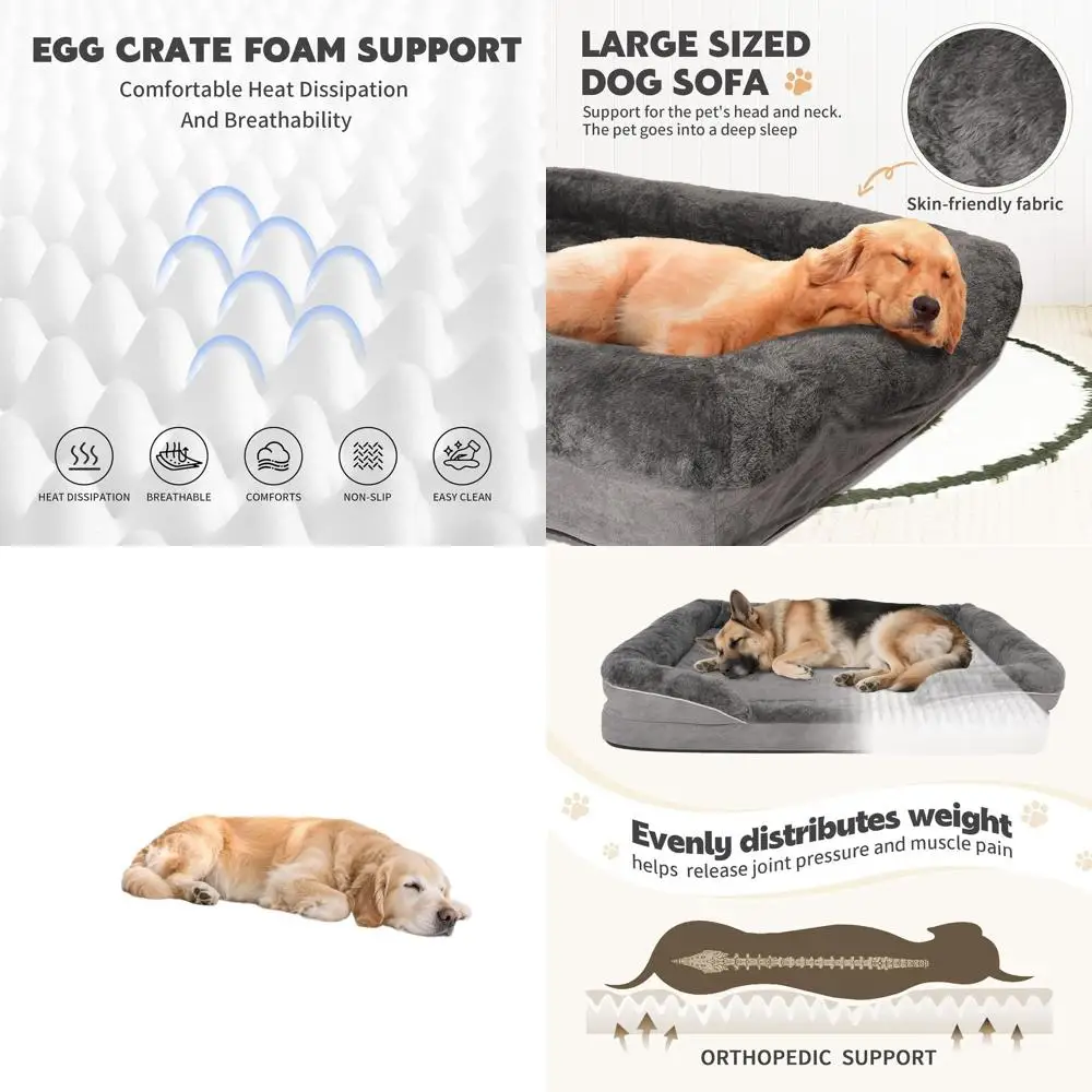 

Водонепроницаемая лежанка для собак XL со съемным чехлом, плюшевым поролоновым бортиком и основанием на молнии (38.2x30.3x7.5 дюймов, серая)