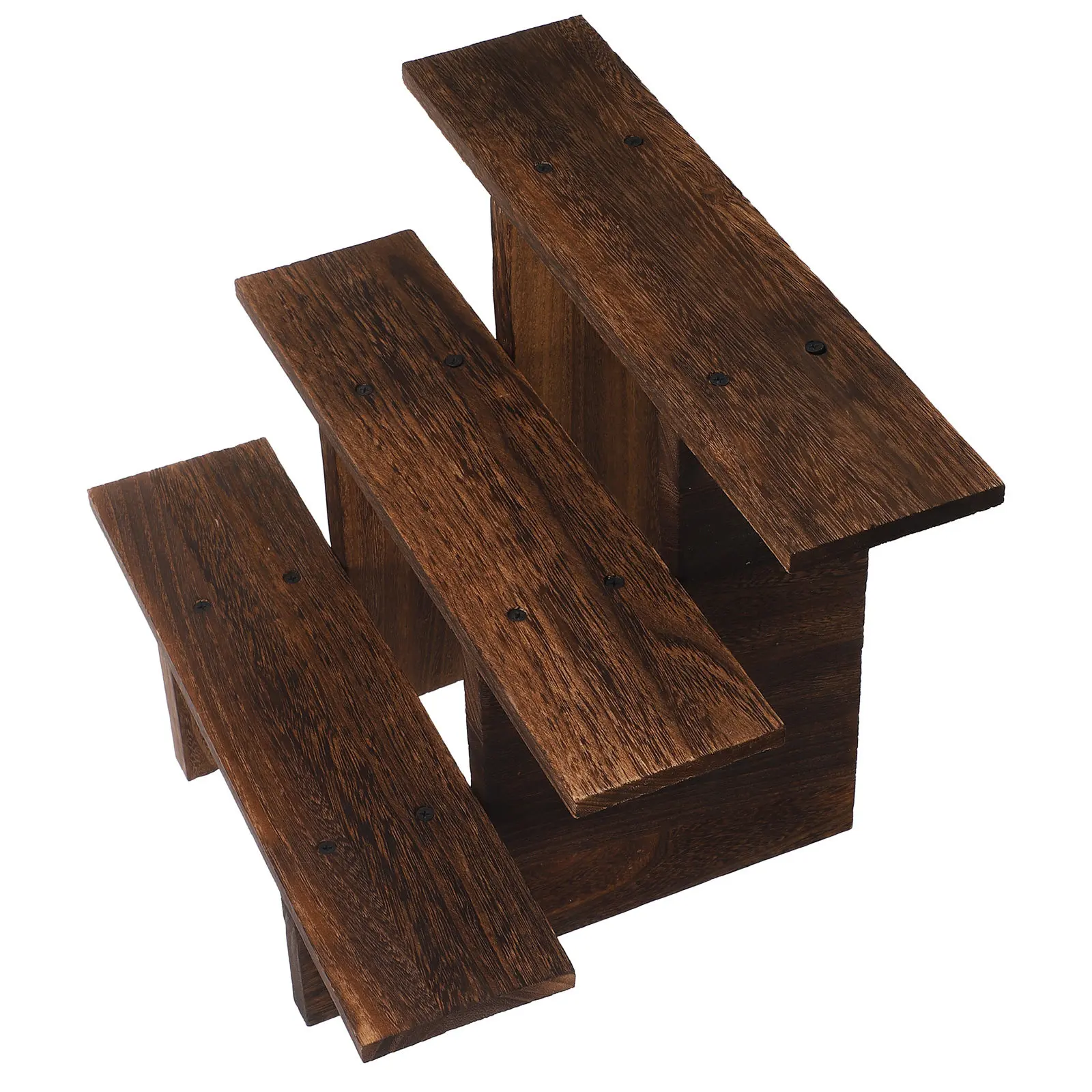 Wooden Tiered Display Stand Rustic 3 Tier Craft Birthday Party Dessert Vendor Event Table Riser Wooden Cupcake Display Shelf
