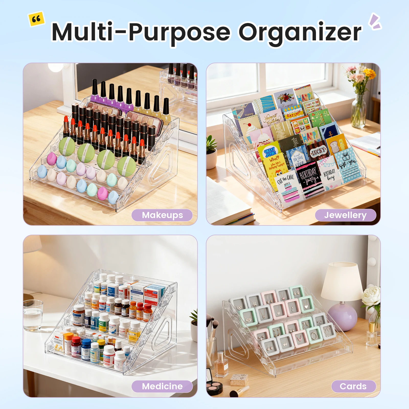 2PCS Button Badge Organizer 7 Layers Acrylic Badge Holder Display Rack For Pins, Buttons, Card Storage For Collectors, Retail