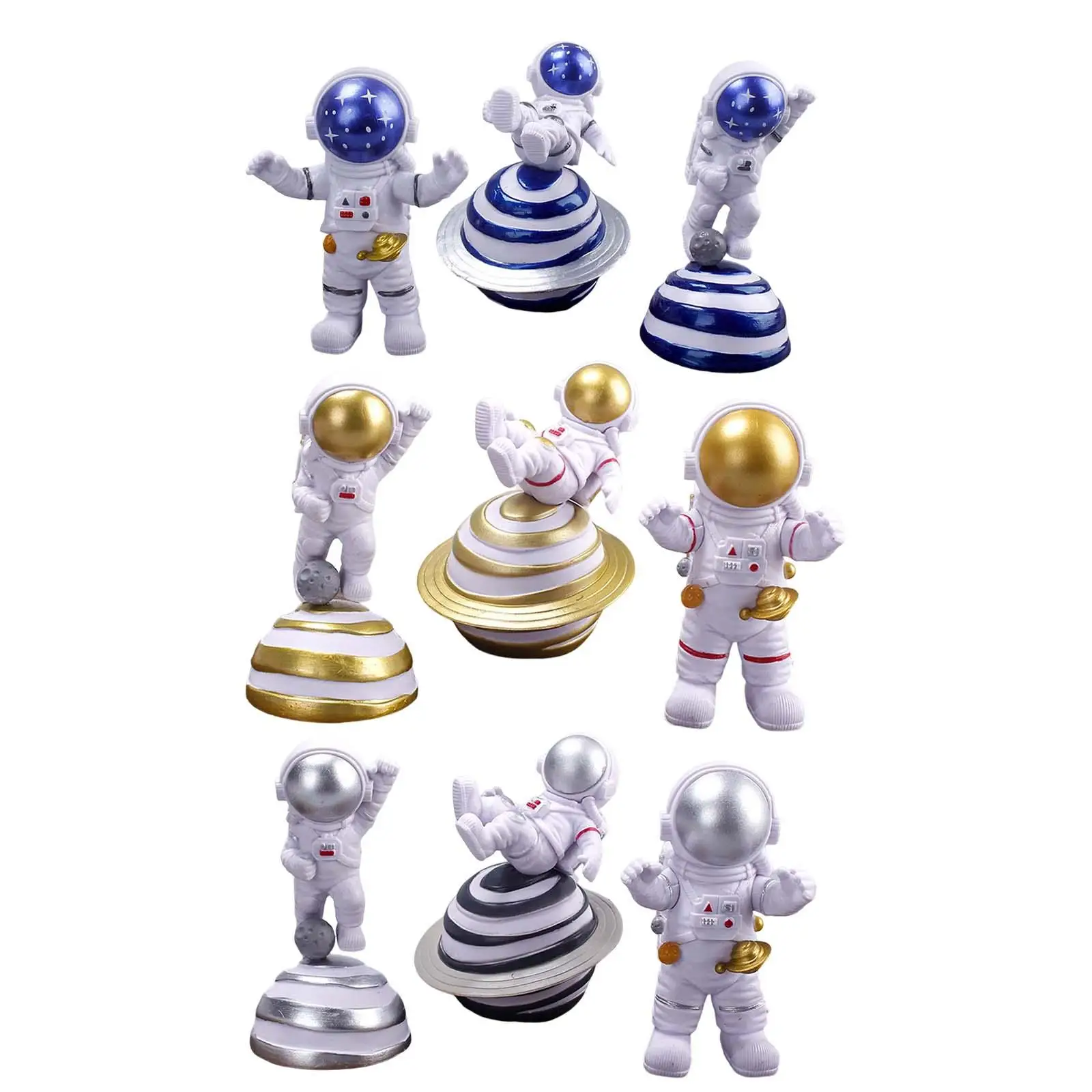 3Pcs Astronaut Statue Spaceman Figurine Decoration for Shelf Car Collections