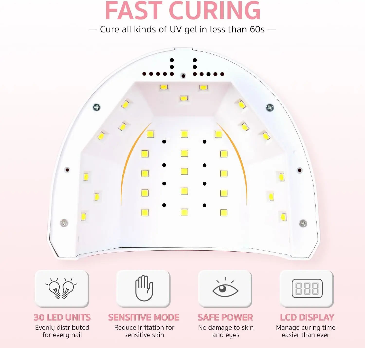 مصباح أظافر LED بالأشعة فوق البنفسجية، ضوء بالأشعة فوق البنفسجية مع شاشة LCD، مجفف أظافر احترافي مع مستشعر تلقائي، 4 مؤقتات ووضع حساس #3