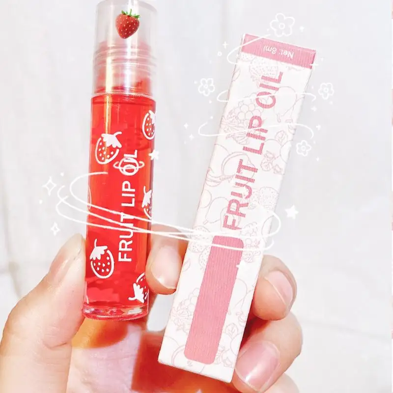 Roll-on brilho labial frutas brilho labial para crianças brilhante maquiagem labial crianças brilho labial óleo transparente com sabores frutados