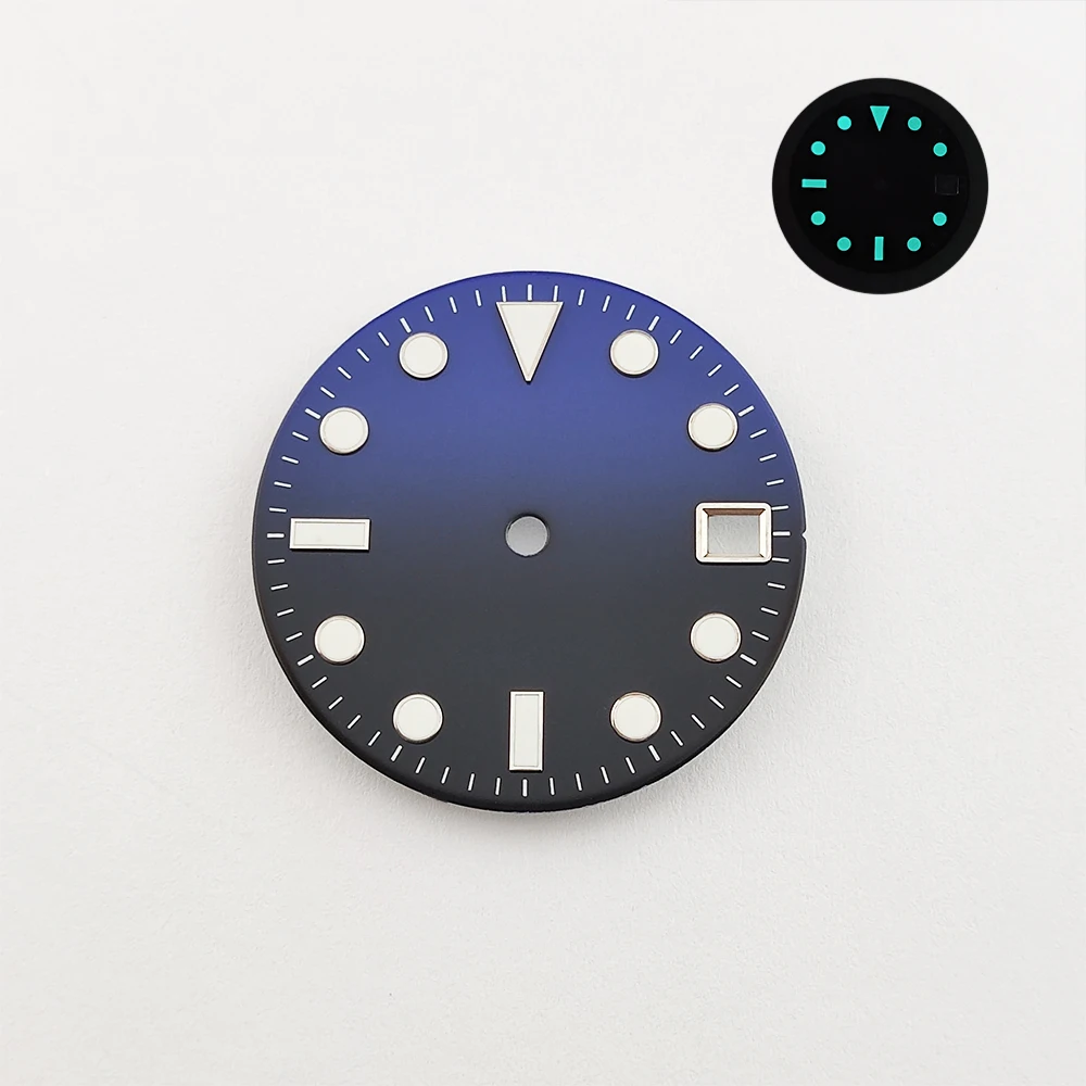 28.5mm Watch Dial Customizable Logo Dial Blue Luminous nh35 Dial Suitable for NH35/NH36/4R/7S/34 Movement Watch Accessories ﻿