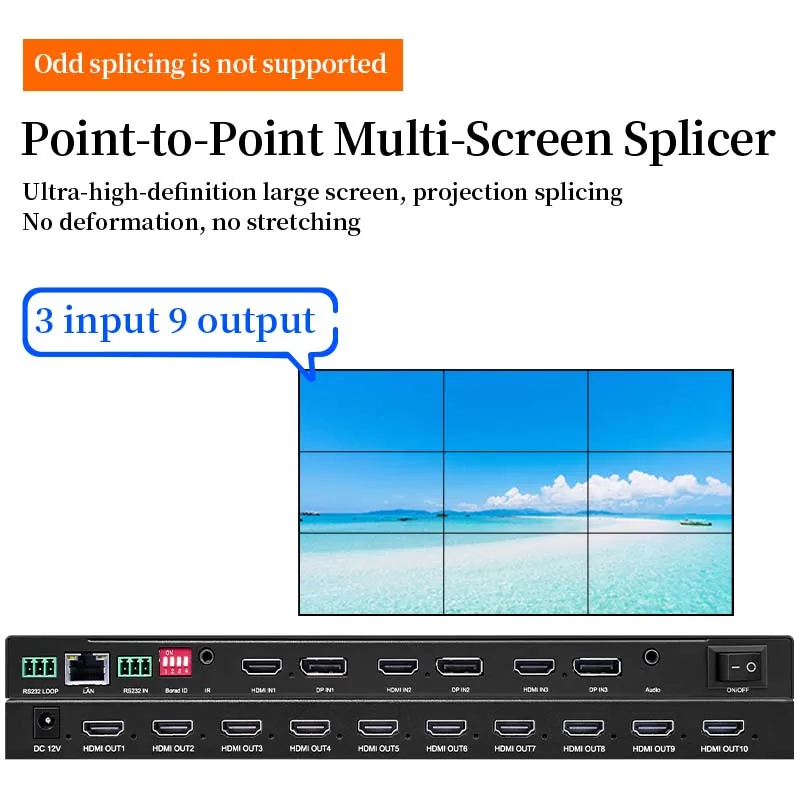 

Multi-screen treasure 3x3 nine screen extender 1x9 / 2x3 screen projection software fusion point to point splicing processor