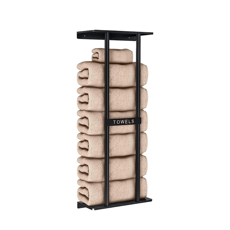 Bathroom Towel Storage Solution Wall Mounted Rack in Sturdy Carbon Steel