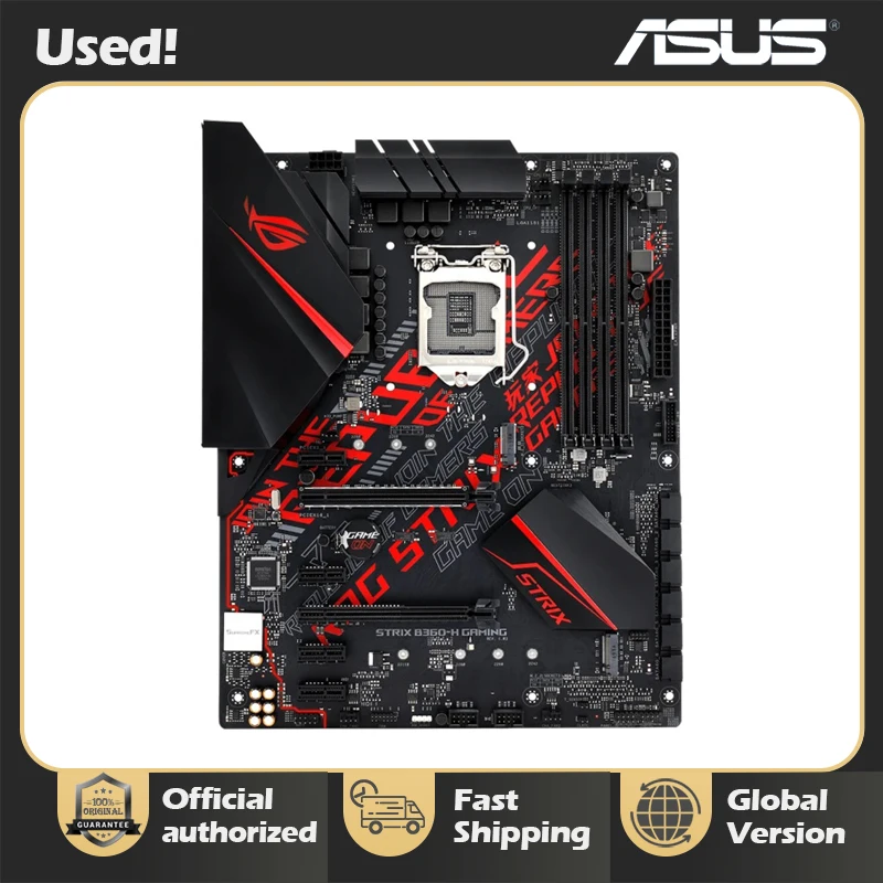 Asus rog strix B360-H placa-mãe de jogos com sincronização aura rgb led crença luz usado ddr4 atx gaming placa-mãe