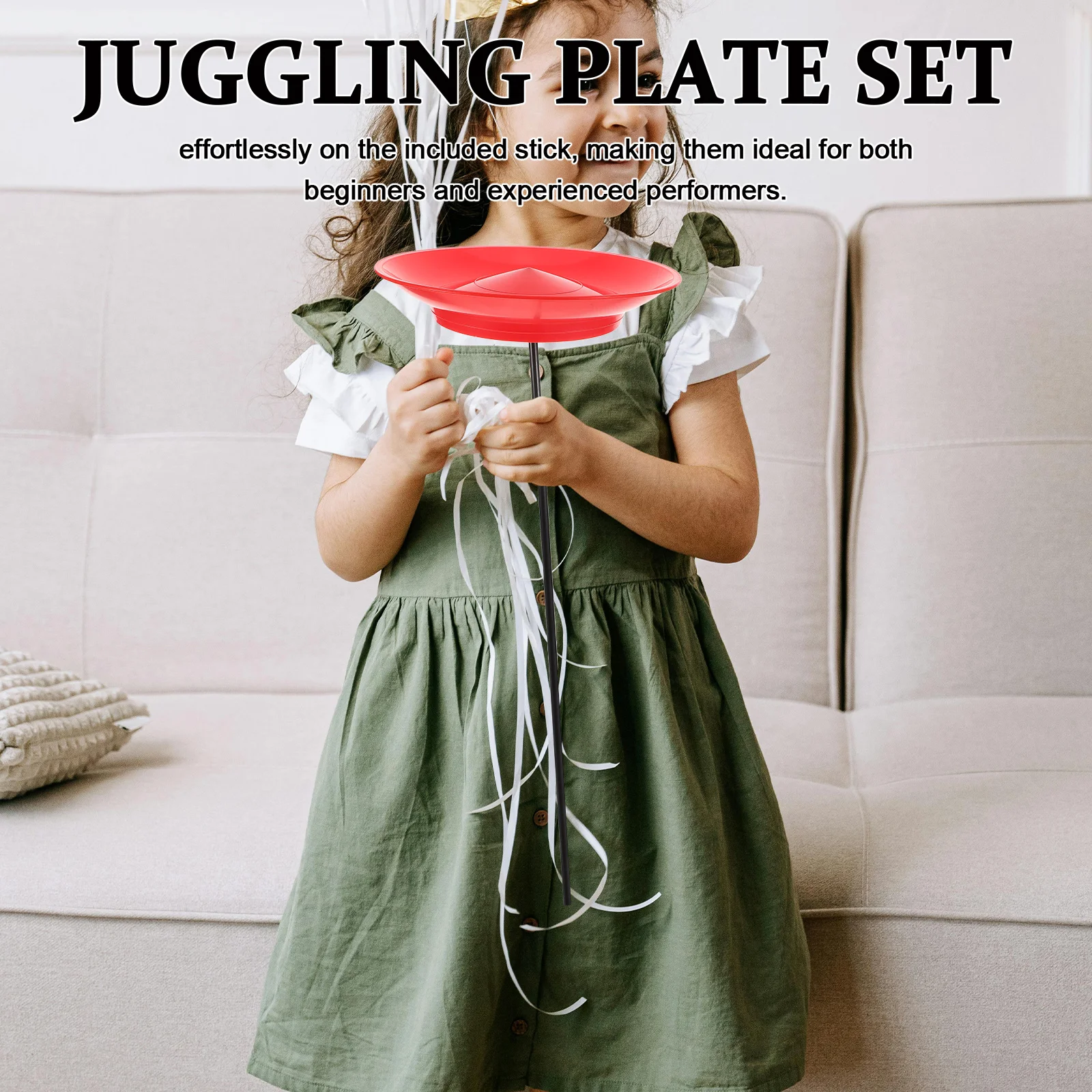

1 Set Juggling Plates Sticks Durable Spinning Discs For Circus Performance Stage Show Training Skill Game Kids Adults Carnival