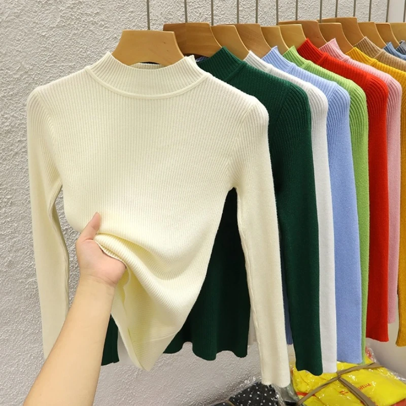 Female Casual Knitwear Clothing 2025 Turtleneck Women Sweater Autumn Winter Solid Pullover Basic Slim Versatile Soft Tops