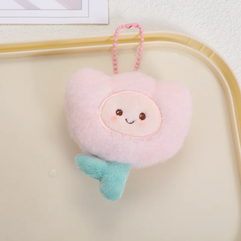 Kawaii dos desenhos animados tulipa chaveiro de pelúcia macio recheado flor saco pingente carro chaveiro acessório para meninas presente bonito