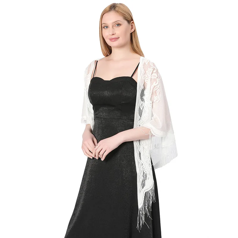 Lace Triangle Shawl for Bride Bridesmaid Wedding Gown Banquet Wrap Women