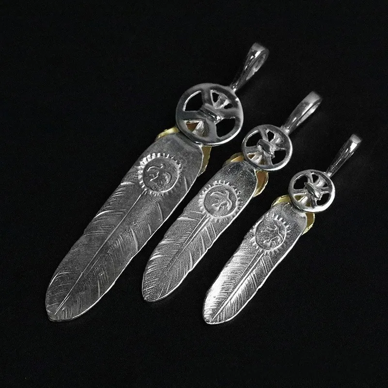 BOCAI New 925 Silver Handmade Small Golden Shell Feather Pendant for Men and Women Trendy Jewelry Accessories Wholesale