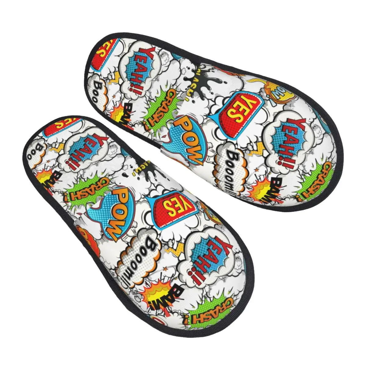 Colorful Comics Speech Bubbles Comfy Scuff Memory Foam Slippers Women Hotel House Shoes