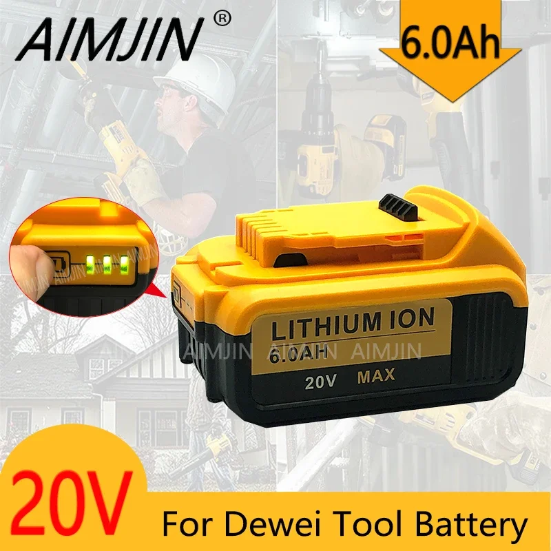 For Dewalt 20V Battery 6Ah DCB609 Lithium-ion Battery For DCB200 DCB201 DCB609 DCB182 DCB204 Battery for Dewalt 20V Replacement