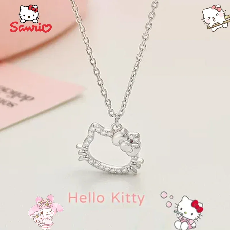 Sanrio Necklace Hello Kitty Pendant Necklace Fashion Clavicle Chain Diamond Ring Clavicle Choker Necklace Party Accessories