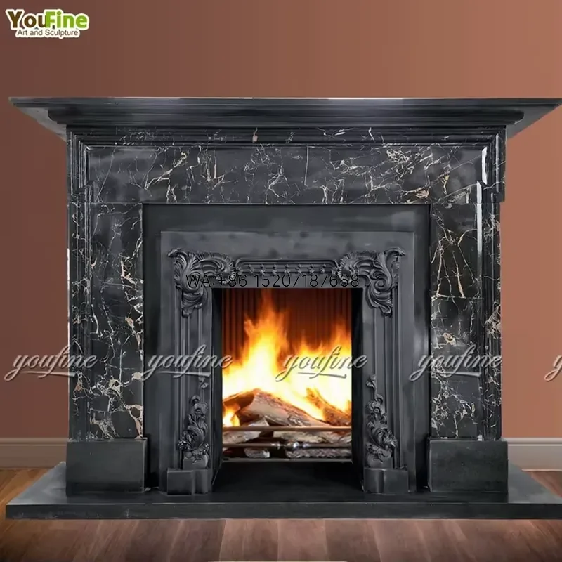 Wmwmnu Luxurious Home Interior Decor Customizable Freestanding Black Marble Fireplace