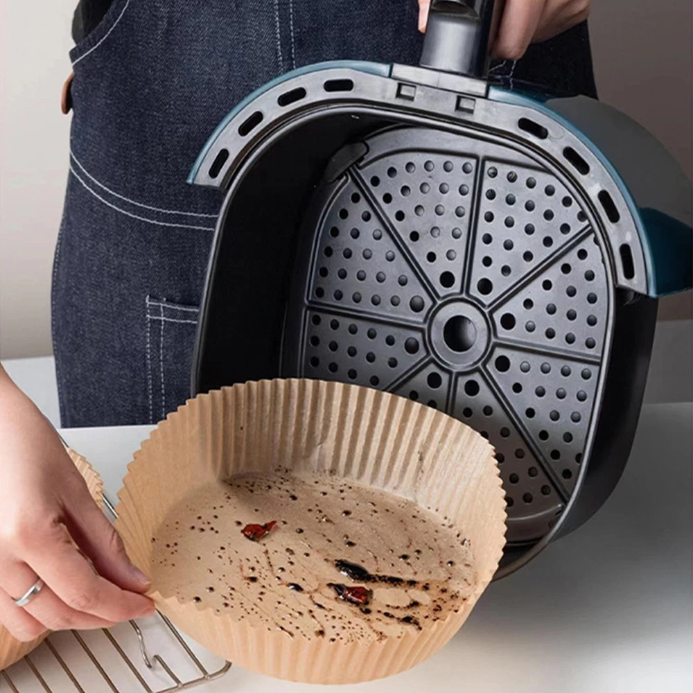 25/50pc  Air Fryer Disposable Silicone Tray For Easy Cleaning Suitable For Round Pizza Grill Pan Mats Air Fryer Baking Accessori