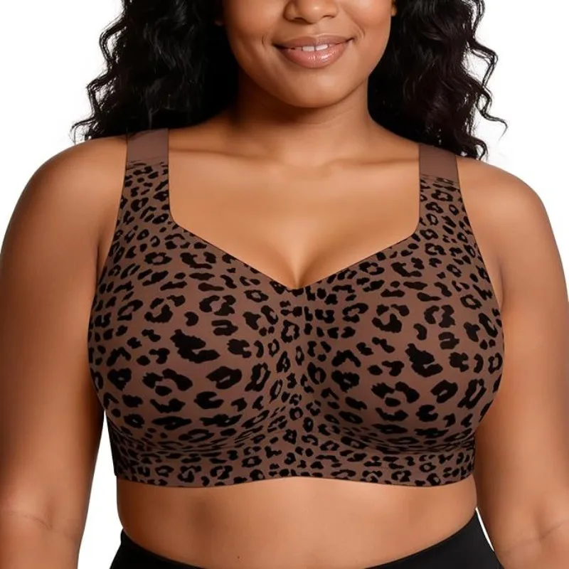 Leopard Jelly Bras No Underwire Push Up Wireless Bra Seamless Lift Bras Full Coverage Bralette Everyday Brassiere Plus Size view 2
