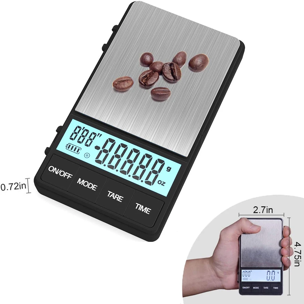 

Mini Digital Pocket Scale 01G Small Coffee Scale Timer 1000 Espresso Portable Camping Tools