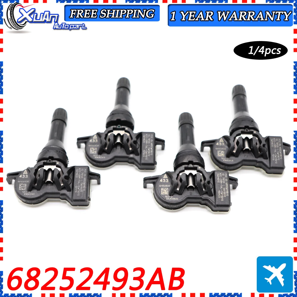 

Для 2014-2024 JEEP Compass RENEGADE Chrysler Pacifica TPMS 433 МГц датчик давления воздуха в шинах TPMS 68252493AB 68252493AA 68105280AF