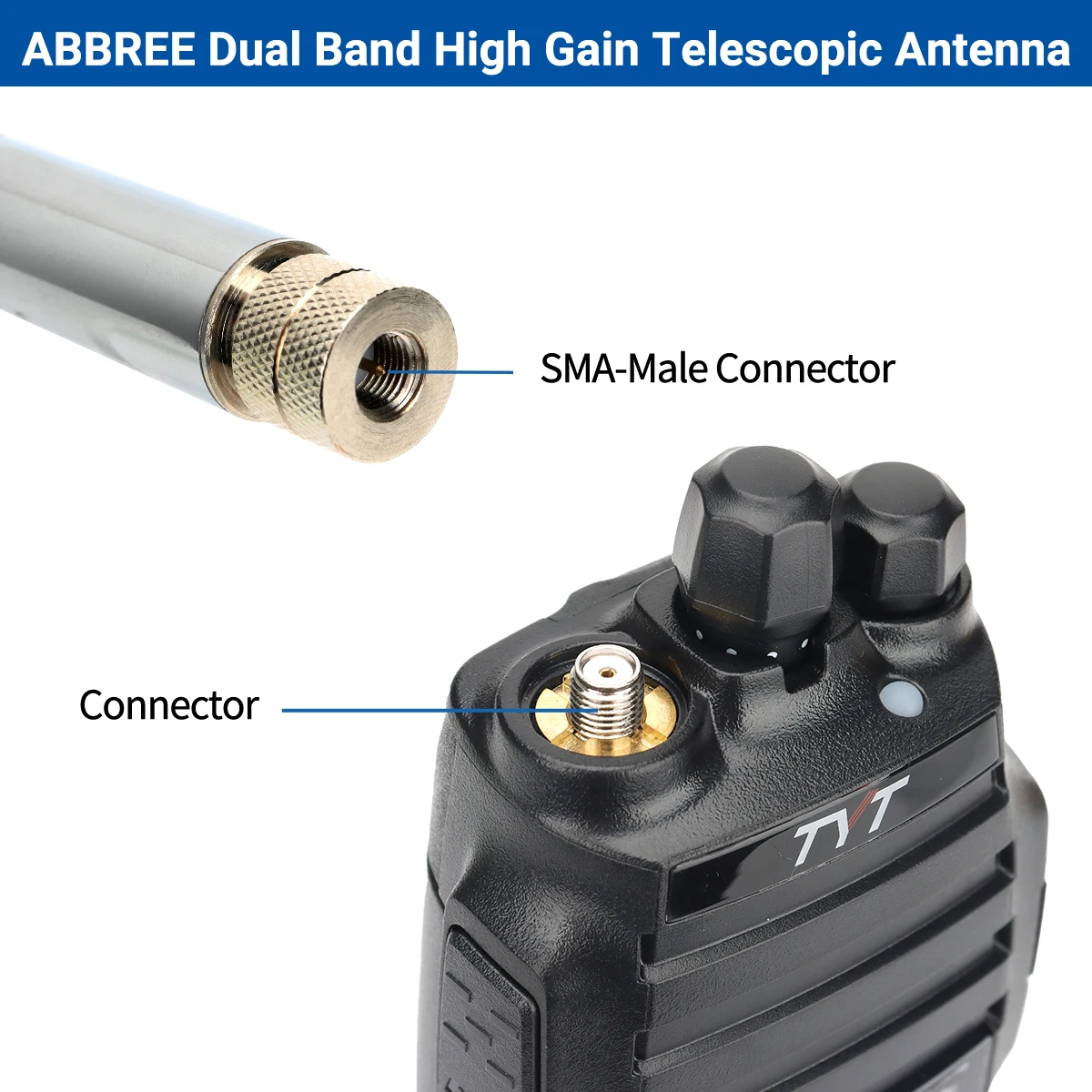 Telescopic Antenna 23/130cm SMA-Male Dual Band 144/430MHz High Gain Antenna For Walkie Talkie WOUXUN TYT BAOFENG Ham Radio