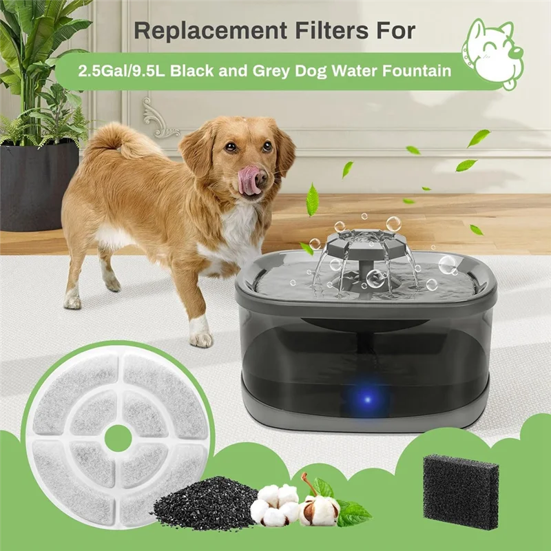 

Versatile Replacement Cat Water Fountain Filters For 2.5Gal/9.5L Dog Water Fountain Activated Pet Fountain Filters And Sponges 6