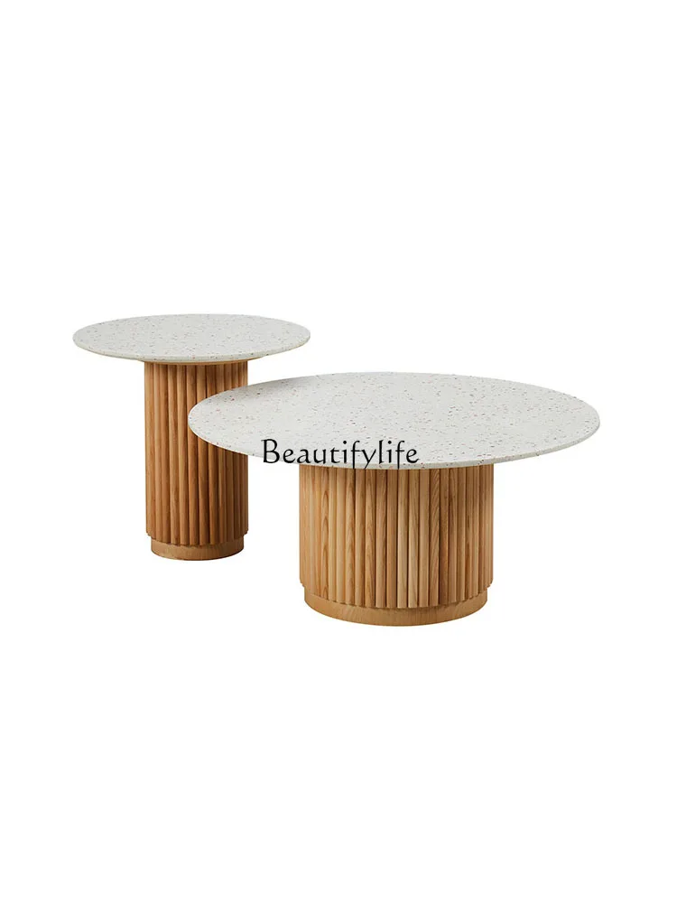 Nordic Size round Coffee Table Misty Style Simple Terrazzo Designer Living Room Japanese Style Coffee Table