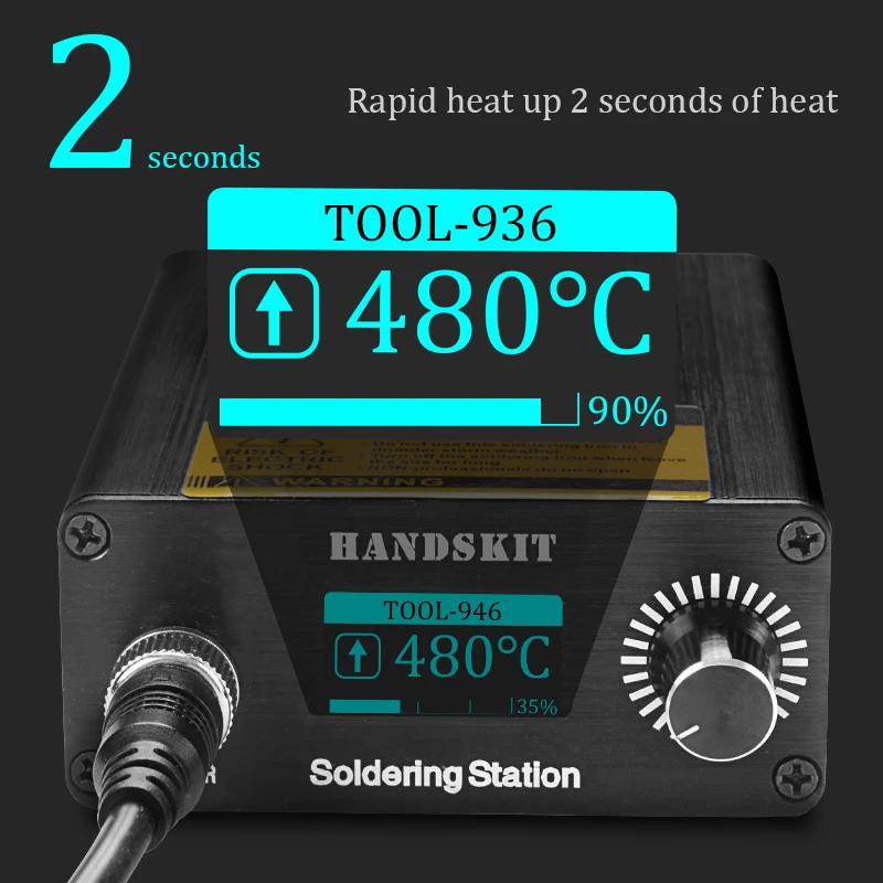 Handskit STC Soldering Station 100-500 Degree OLED Display 4Pin Temperature Controll With Soldering Wire Iron Tips Welding Tools