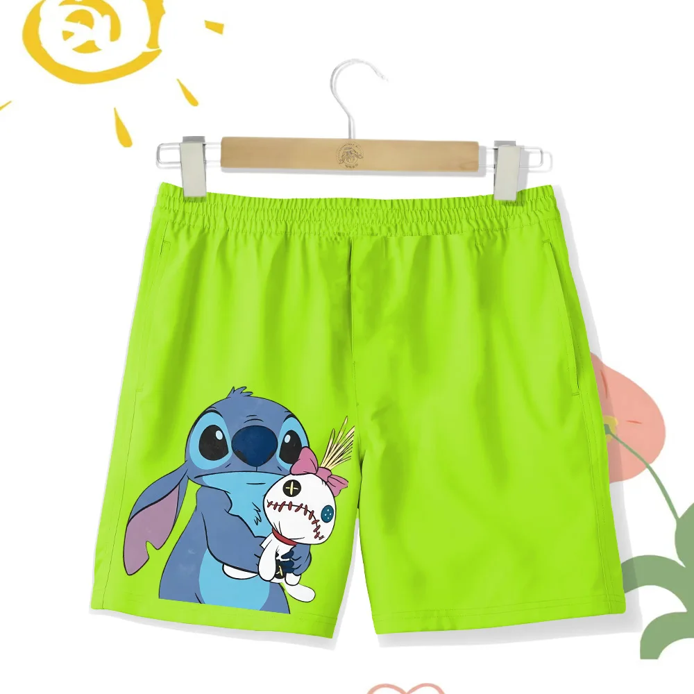 Boys summer shorts Fashion casual everything comfortable beach Sunbathing beach pants Girls cartoon Stitch