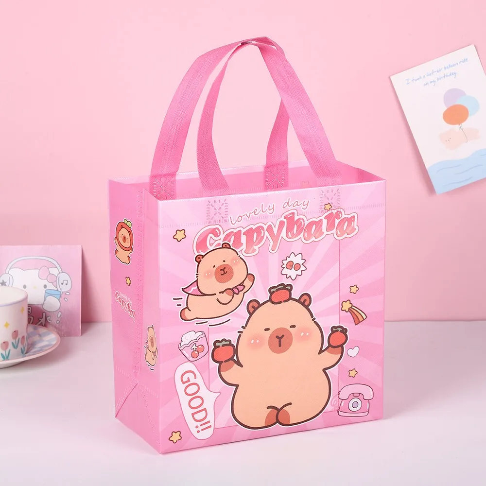 

NEW PP Capybara Tote Bags Non-woven Waterproof Shopping Bag Cartoon Handbag