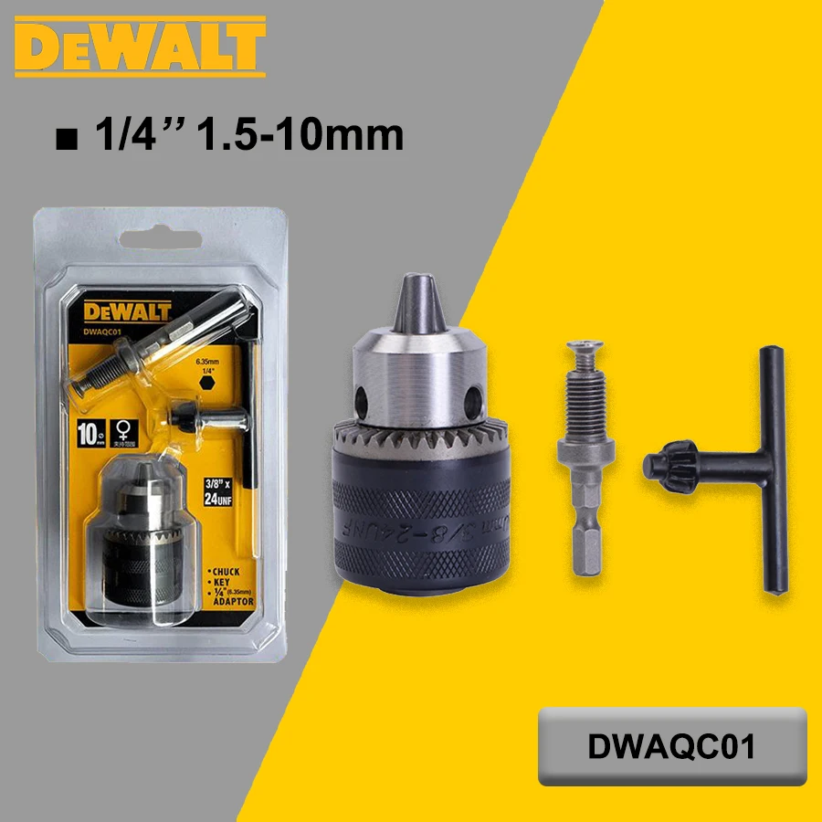 DEWALT Original Drill Chuck 1/4\'\' 1.5-10mm Drive Drill Bit Electric Tool Accessory DWAQC01