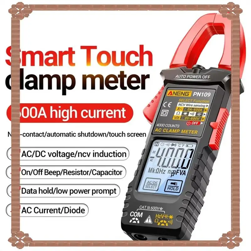 

24-часовая доставка PN109, умные клещи, мультиметр, цифровой 4000, 600 А, высокий ток, емкость NCV, бесконтактный Volta