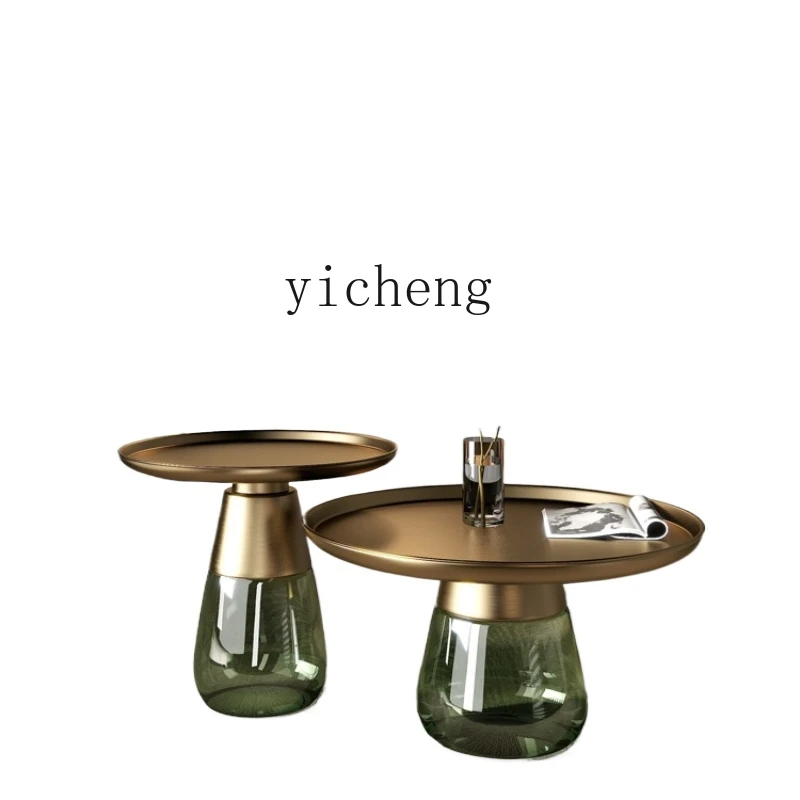 

XL Light Luxury Coffee Table Simple Style Glass Small round Table Furniture Storage