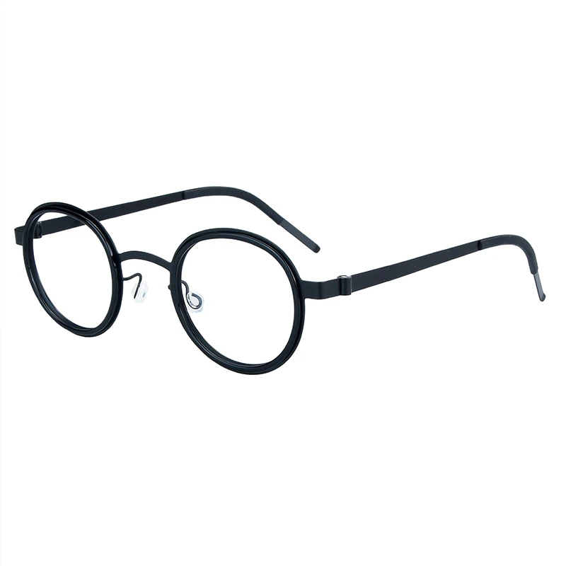 Monture de lunettes rondes ultralégères pour hommes et femmes, acétate de titane, lunettes sans vis, lunettes du Bad, 1011