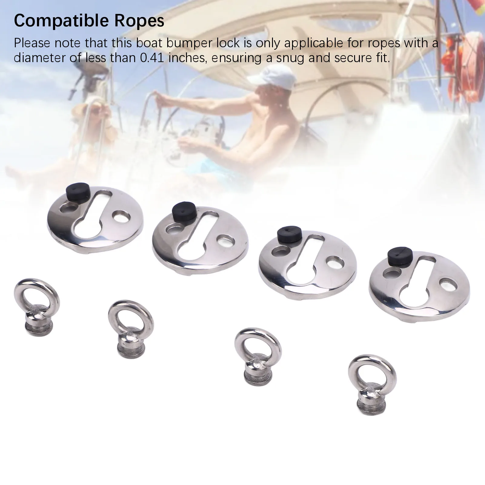 보트 범퍼 클립 4PCS 퀵 릴리스 보트 범퍼 잠금 장치 마모 방지 광택 스테인레스 스틸(직경 0.41인치 미만용) 밧줄