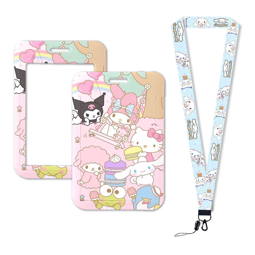 W Sanrio Cartoon Card Holder Anime Cinnamoroll Card Cover protettiva Kawaii Photo Student pasto Card Holder Pendant