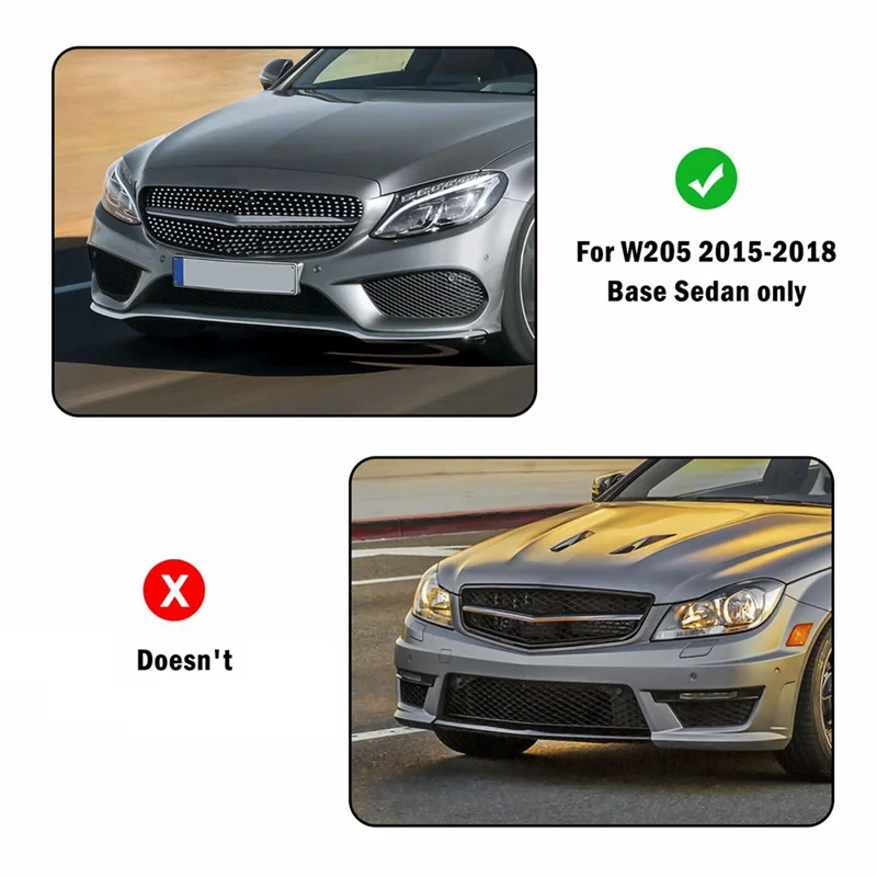 

Black Chrome Front Fog Light Cover Car Front Fog Light Cover Fit For MERCEDES BENZ C-CLASS W205 2015-2018
