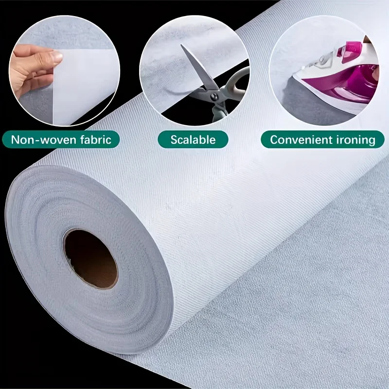 1 Roll of Non-Woven Iron-On Fusible Interlining, Suitable for Sewing, Crafts, Patchwork - 12inch * 5 Yards - Single-Sided Adhesive, White, Specifically for DIY Handbags and Home Decoration
