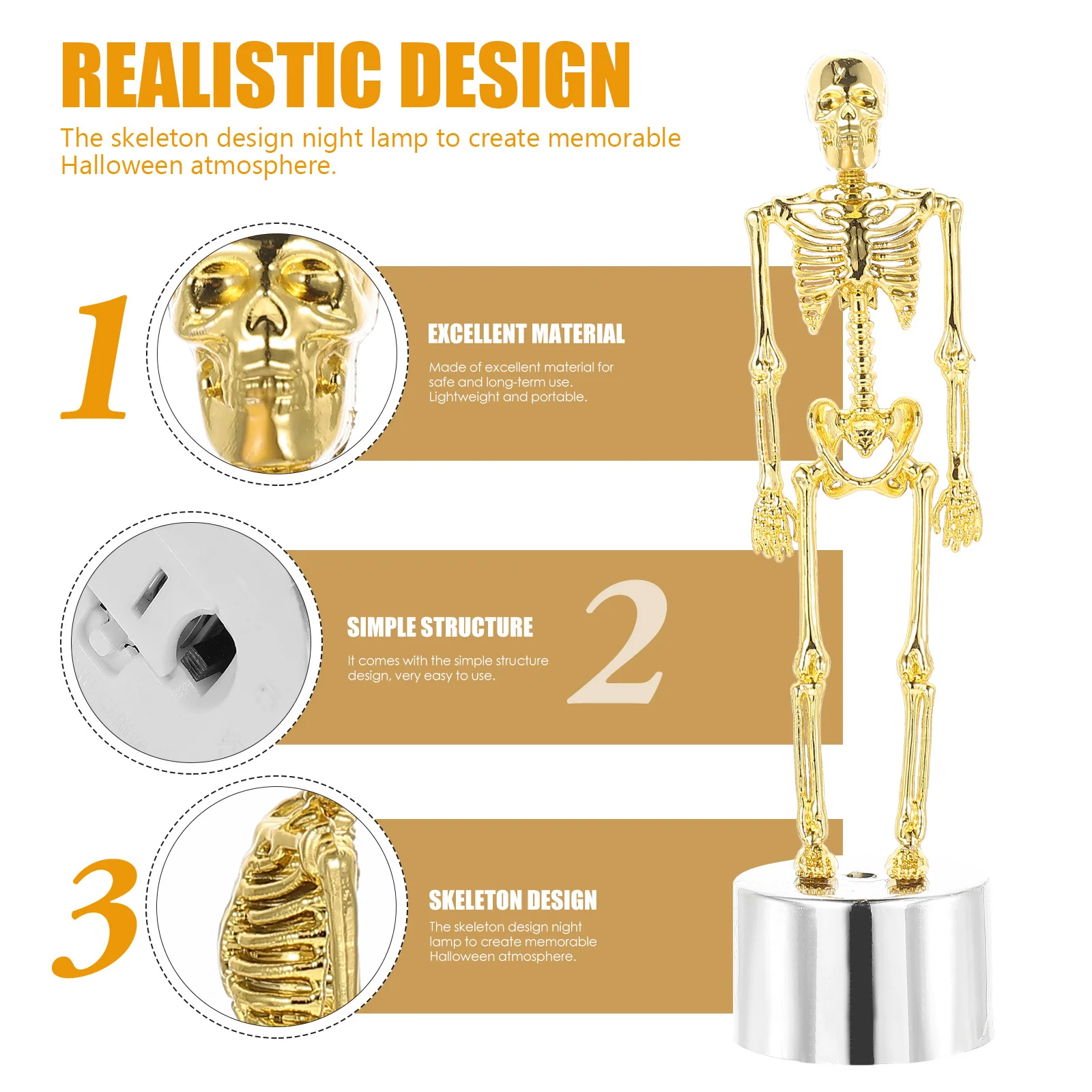 

2Pcs Halloween Lamp Decor Durable Luminous Night Light Halloween Party Desktop Ornament Luminous Lamp